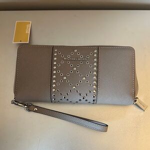 Michael Kors Taupe Studded Wristlet
